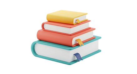 Stack of colorful books 3d render isolated on transparent background © MOHON