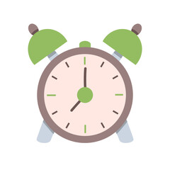 Alarm clock. Hand-drawn wake-up timer. Morning timer clock in flat style. Ringing clock.