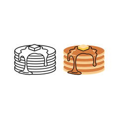 Pancake stack with syrup and butter vector illustration