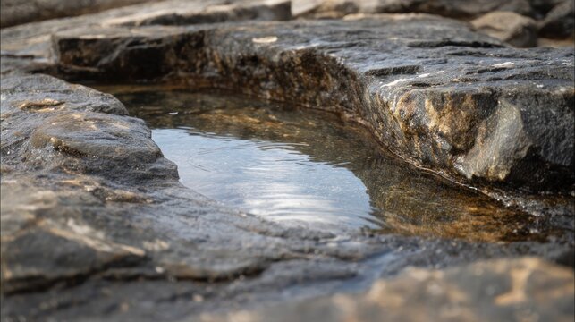 Rocky shore pool water reflection - Powered by Adobe
