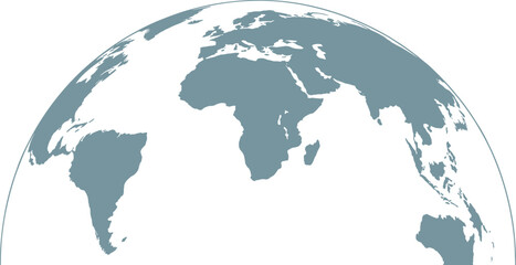 Global map showing continents of Africa, Europe, Americas, Asia, and Oceania within a circular projection, symbolizing international business, connection, travel, and worldwide communication, 