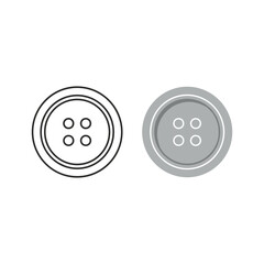 Line art and solid style icon of a button with four holes