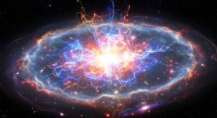 Cosmic explosion illustration of swirling energy and vibrant colors