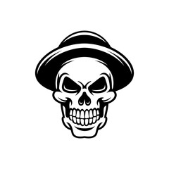 skull wearing a black cowboy hat