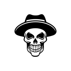 Skull wearing a black hat