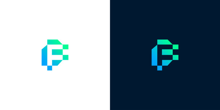 Abstract Pixel Lettermark Logo Design for Tech and Digital Branding in Gradient Colors