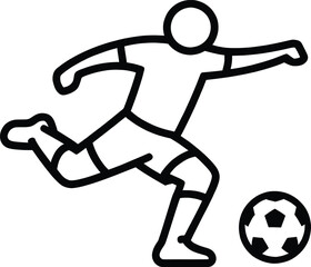 Minimalist Line Art Soccer Player Kicking Ball | Sports Outline Illustration