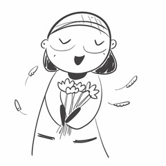 Obraz premium little girl with a pencil