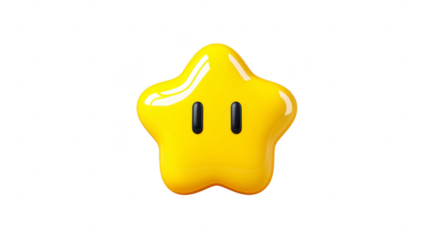 Yellow star cartoon shiny cute 3D isolated playful glossy cheerful smooth character digital art happiness fun icon symbol children fantasy mascot bright joyful happy adorable animated simple clean