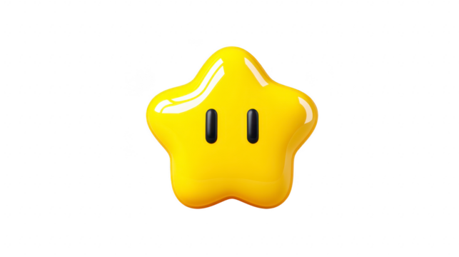 Yellow star cartoon shiny cute 3D isolated playful glossy cheerful smooth character digital art happiness fun icon symbol children fantasy mascot bright joyful happy adorable animated simple clean