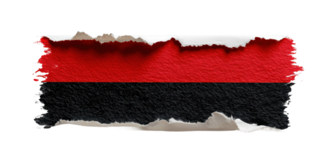 Torn Flag with Bold Stripes: An image of a flag with a unique design, showing striking red and black horizontal stripes.