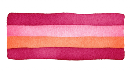 Watercolor rectangle horizontal stripes pink orange red textured abstract artistic hand painted vibrant cheerful creative modern decorative isolated design element