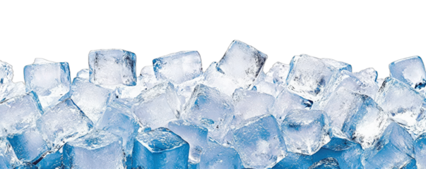 Clear blue ice cubes for refreshing drinks and cool summer