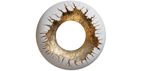 Ornate Porcelain Ring: A luxurious porcelain ring with a unique cracked texture, elegantly enhanced with golden accents, creating a sense of opulence and artistic craftsmanship. 