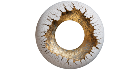 Ornate Porcelain Ring: A luxurious porcelain ring with a unique cracked texture, elegantly enhanced with golden accents, creating a sense of opulence and artistic craftsmanship. 