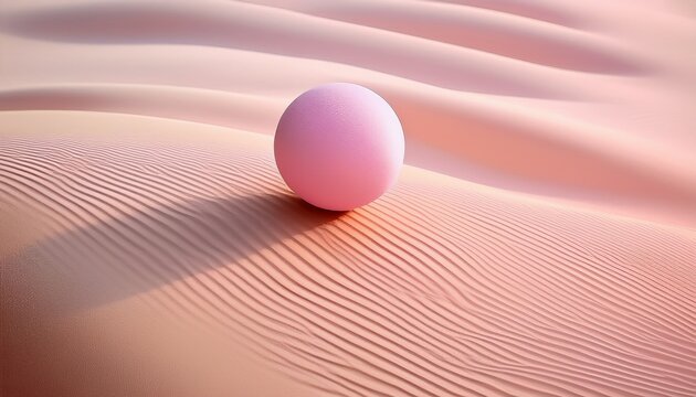 abstract pastel pink sphere on sandy wave background