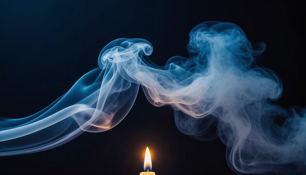 Candle flame and smoke against dark background