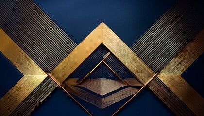 golden lines intersecting with geometric shapes on navy background