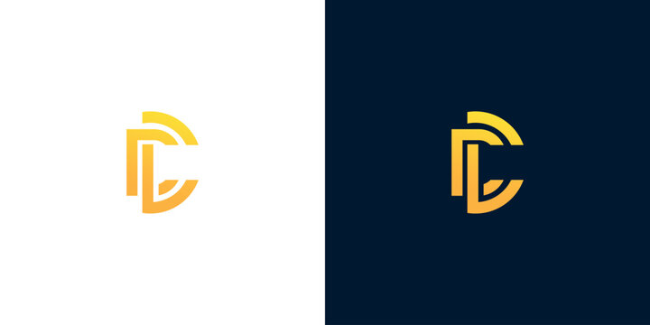 Dynamic and elegant intertwined letter DC or CD monogram logo mark, crafted with a minimalist aesthetic and a sleek gradient color palette, ideal for professional businesses - Powered by Adobe