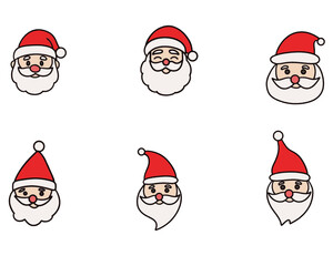 Set of Santa Claus face
