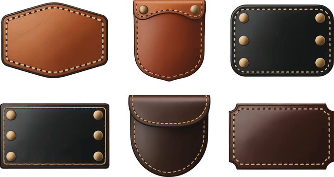 leather labels design vintage style for clothes Set