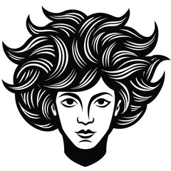 linocut style illustration of a hair high contrast