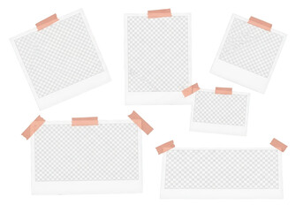 Polaroid photo frames collection isolated on transparent background