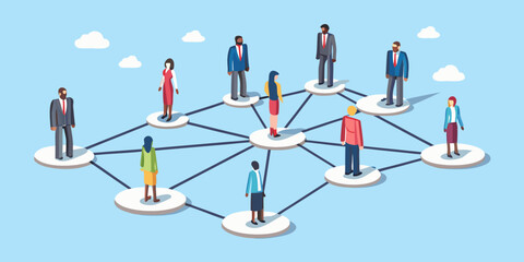 Diverse business people connected in a network