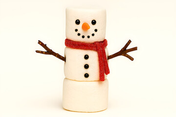 Cute Marshmallow Candy Snowman Character Isolated