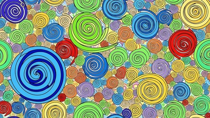 Colorful Swirls and Circles Abstract Art Background Pattern.