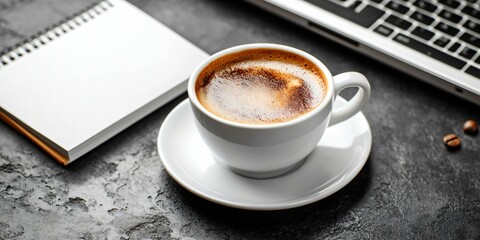 Start your day right with a fresh coffee in a modern office, fueling creativity and productivity for your next project or a quick note in the notebook