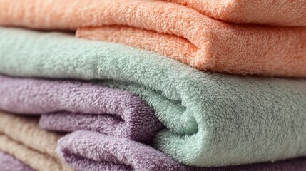 Stacked towels in pastel colors