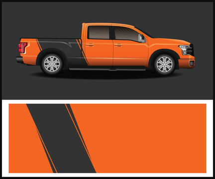 Orange and gray truck wrap design for vehicle branding and customization