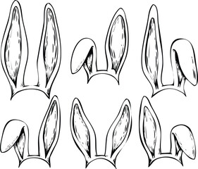Various hand drawn bunny ear headbands for easter celebration fun