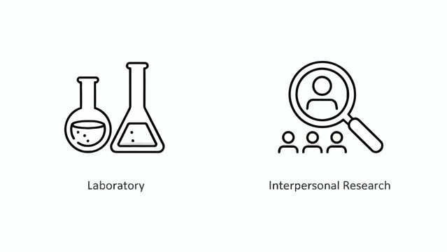 Laboratory and interpersonal research illustration for science technology business and social concepts white background