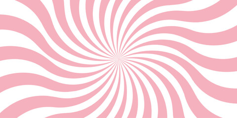Candy color sunburst background. Abstract pink cream sunbeams design wallpaper. Vintage radial pattern with sunbeams or starburst strips. Ice cream, carnival, fair pastel backdrop.