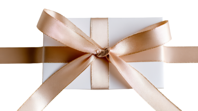 Elegant gift box with a luxurious satin ribbon, beautifully wrapped for special occasions, featuring a transparent background and ample copy space for transparent background, isolated image