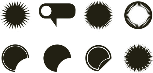 Abstract shapes collection black and white vector graphics