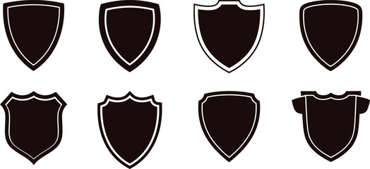 Collection of different shield silhouettes for heraldry and security