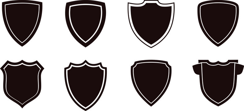 Collection of different shield silhouettes for heraldry and security