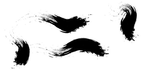 black brush strokes on a white background creating an abstract and textured visual element Minimal Art for Design.