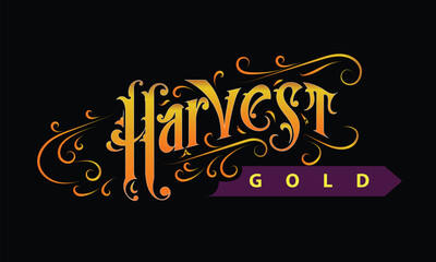 HARVEST GOLD lettering custom style design.