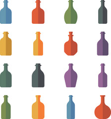 Squair size glass bottle icon bundle set colorful vector silhouette art clean background