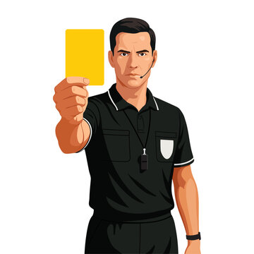 Football - soccer referee holding yellow card 