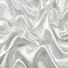 Obraz premium A smooth, flowing white satin fabric characterized by soft waves and gentle folds.