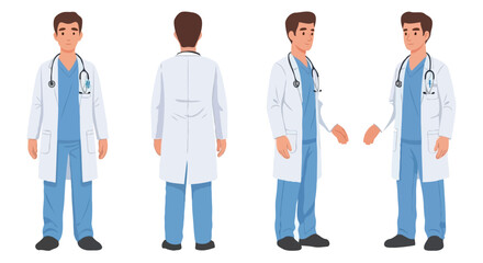 Medical Doctor Team Standing Group Vector | Cute Character Vector Illustration for Stock