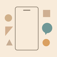 Minimal Smartphone UI Illustration  Modern Mobile Screen Outline  Flat Device Vector