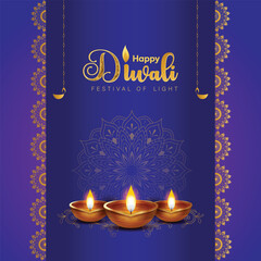 Happy Diwali festival of lights colorful poster template design with decorative diya lamp. vector illustration. Indian festival of lights Happy Diwali, holiday Background, Diwali celebration.
