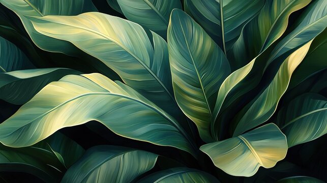 Fototapeta Tropical Banana Leaves on White Background for Design and Decoration