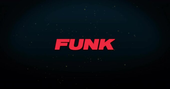 Initial U appearing, slanted red wordmark animating, shifting, glitching, settling into FUNK title
